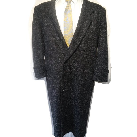 Vintage 1980's Cosi Black Wool blend Heavy weight Trench Coat Size XL - Picture 1 of 16